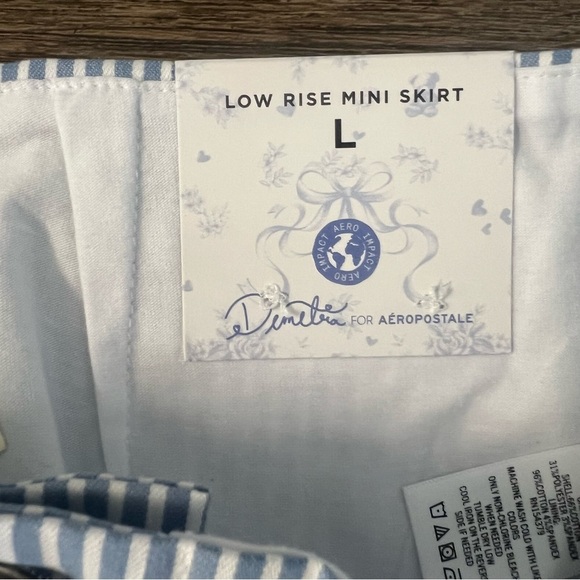 NWT Demetra Aeropostale Blue White Striped Low-Rise Denim Mini Pocket Skirt L - Picture 9 of 12